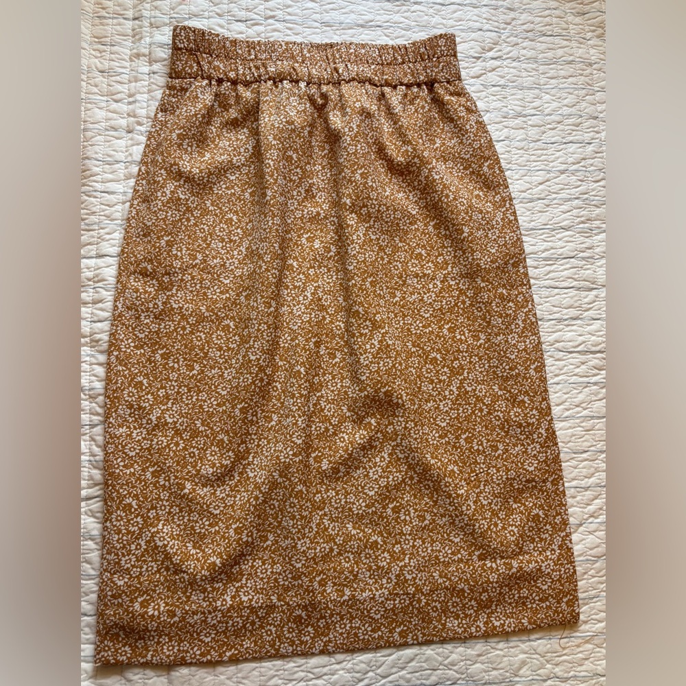 J. Crew Floral Tan Midi Skirt